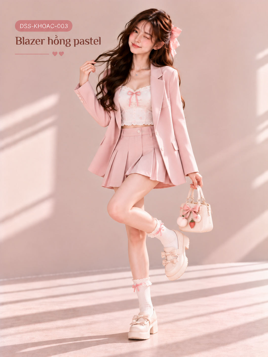Blazer hồng pastel