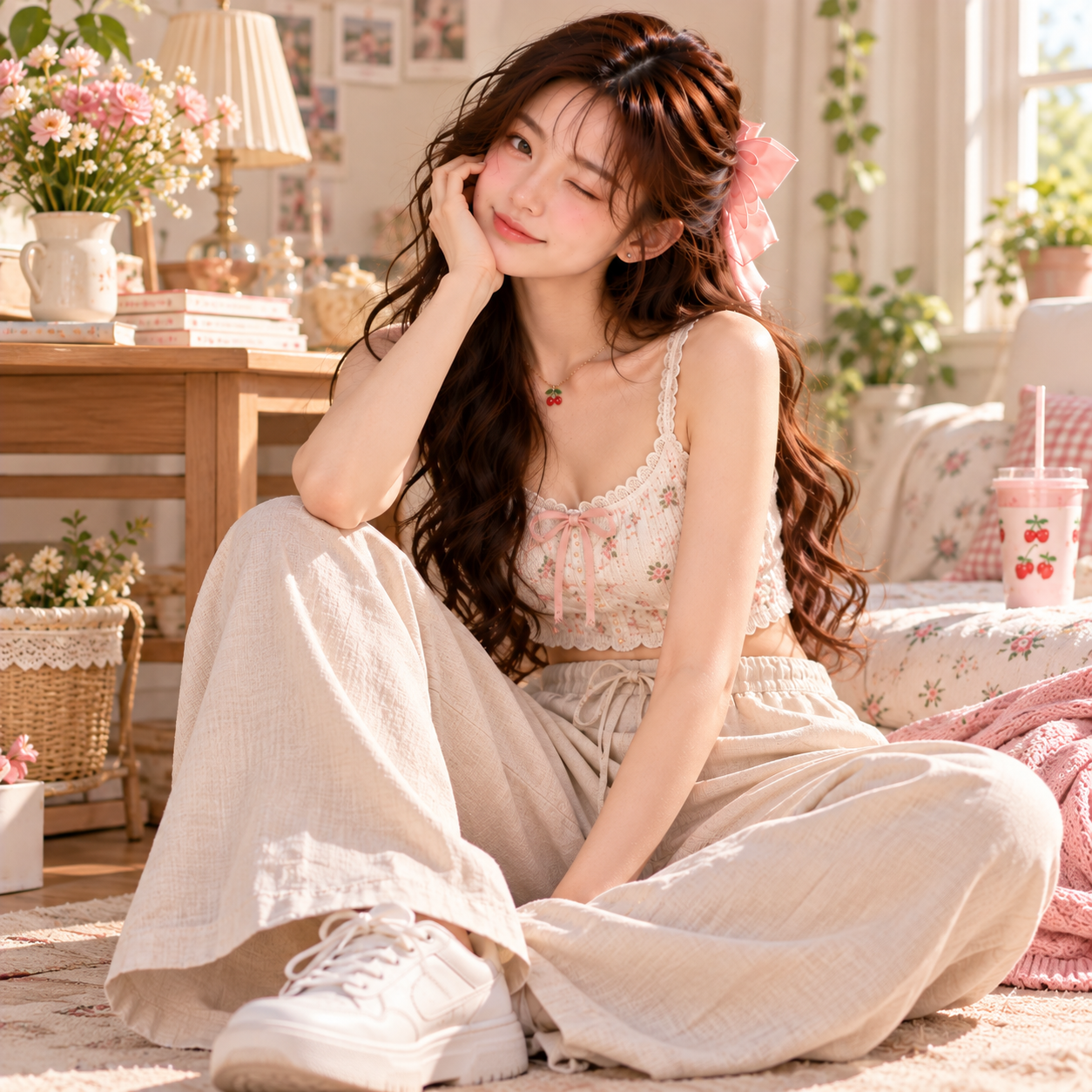 Quần ống rộng linen